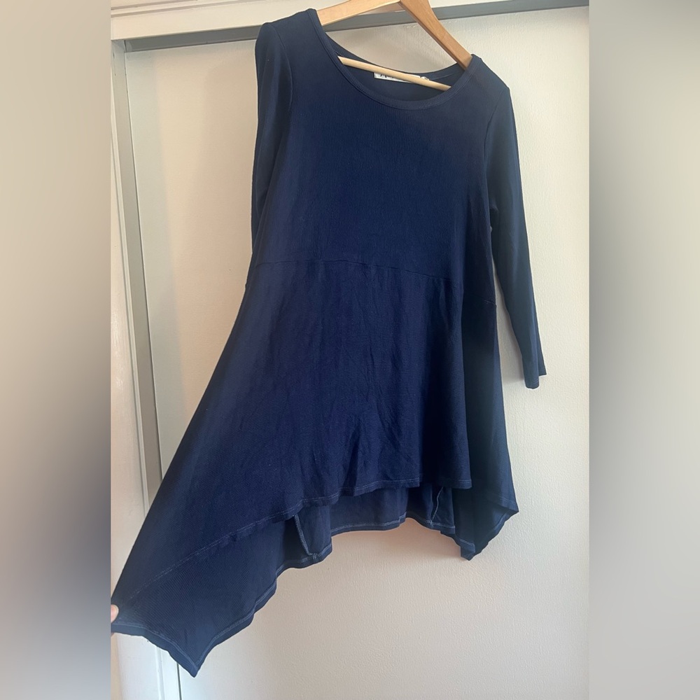 Michael Stars Wide Scoop Neck Sharkbite Hem Ribbed Tunic Top Flowy Boho Chic - Picture 4 of 6